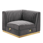 Sanguine 7-Piece Channel Tufted Performance Velvet Right-Facing Modular Sectional Sofa by Modway
