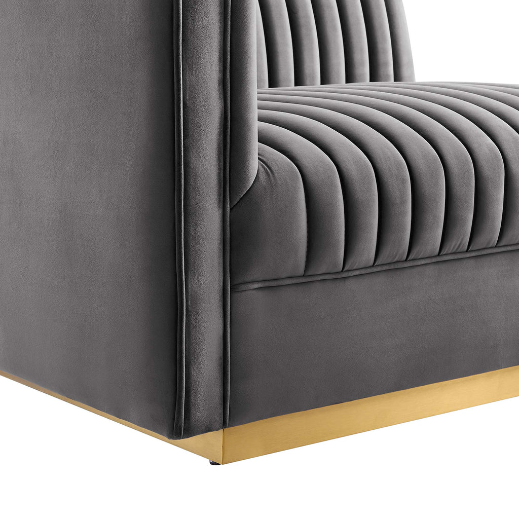 Sanguine 7-Piece Channel Tufted Performance Velvet Right-Facing Modular Sectional Sofa by Modway
