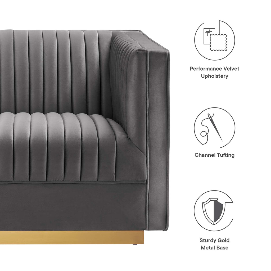 Sanguine 7-Piece Channel Tufted Performance Velvet Right-Facing Modular Sectional Sofa by Modway