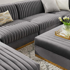 Sanguine 7-Piece Channel Tufted Performance Velvet Right-Facing Modular Sectional Sofa by Modway