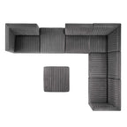 Sanguine 7-Piece Channel Tufted Performance Velvet Right-Facing Modular Sectional Sofa by Modway