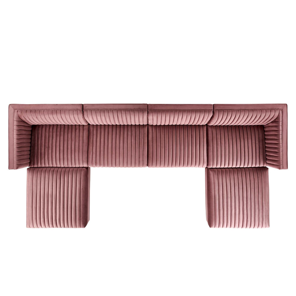 Sanguine 6-Piece Channel Tufted Performance Velvet Modular Sectional Sofa by Modway