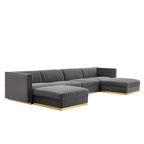 Sanguine 6-Piece Channel Tufted Performance Velvet Modular Sectional Sofa by Modway