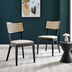 Caledonia Fabric Upholstered Wood Dining Chair Set of 2 by Modway