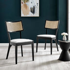 Caledonia Fabric Upholstered Wood Dining Chair Set of 2 by Modway
