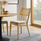 Caledonia Fabric Upholstered Wood Dining Chair Set of 2 by Modway