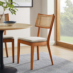 Caledonia Fabric Upholstered Wood Dining Chair Set of 2 by Modway