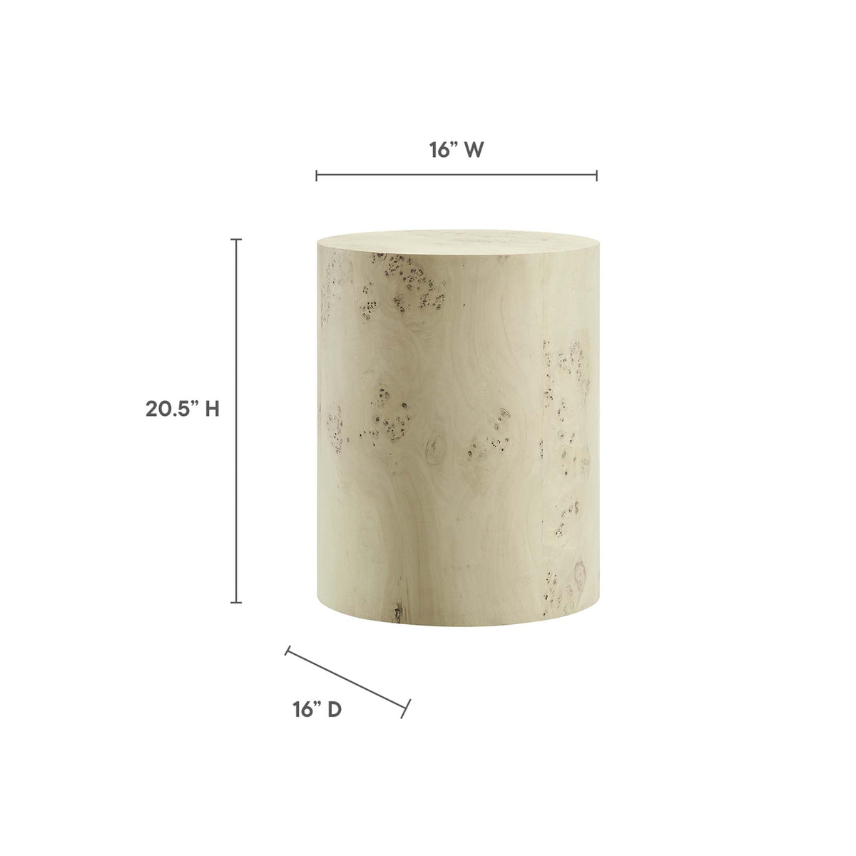 Cosmos 16" Round Burl Wood Side Table by Modway