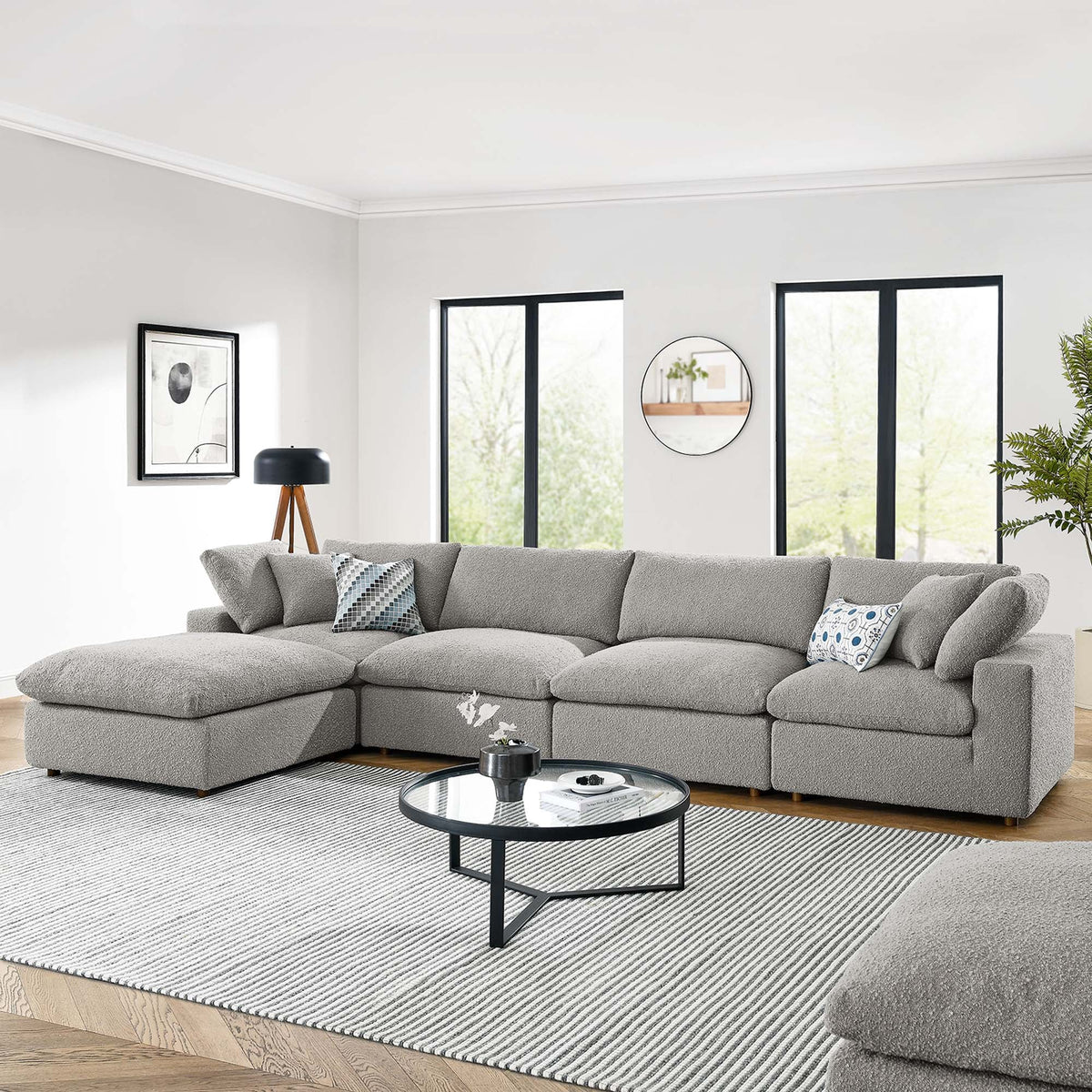Commix 5-Piece Down Filled Overstuffed Boucle Fabric Sectional Sofa by Modway