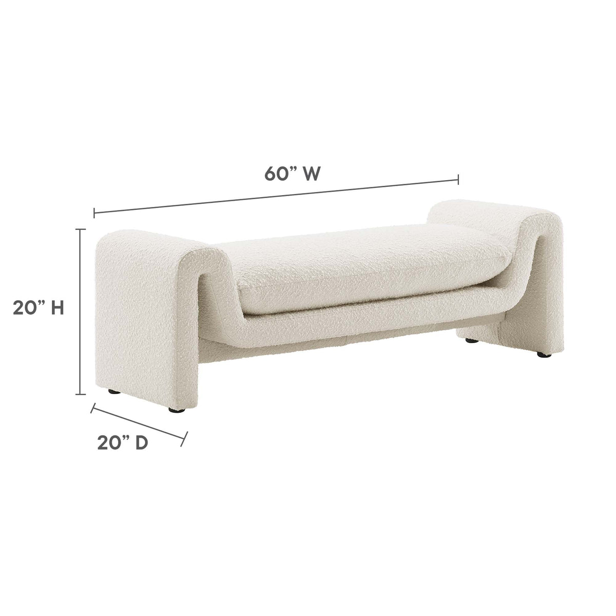 Waverly Boucle Fabric Bench by Modway