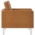 Loft Tufted Vegan Leather Armchair and Ottoman Set by Modway