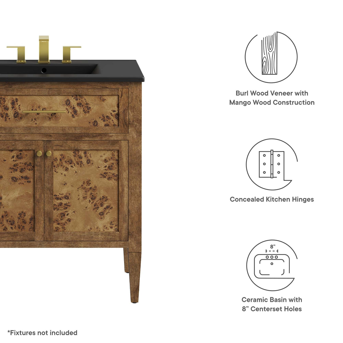 Elysian 30" Wood Bathroom Vanity by Modway - EEI-6446