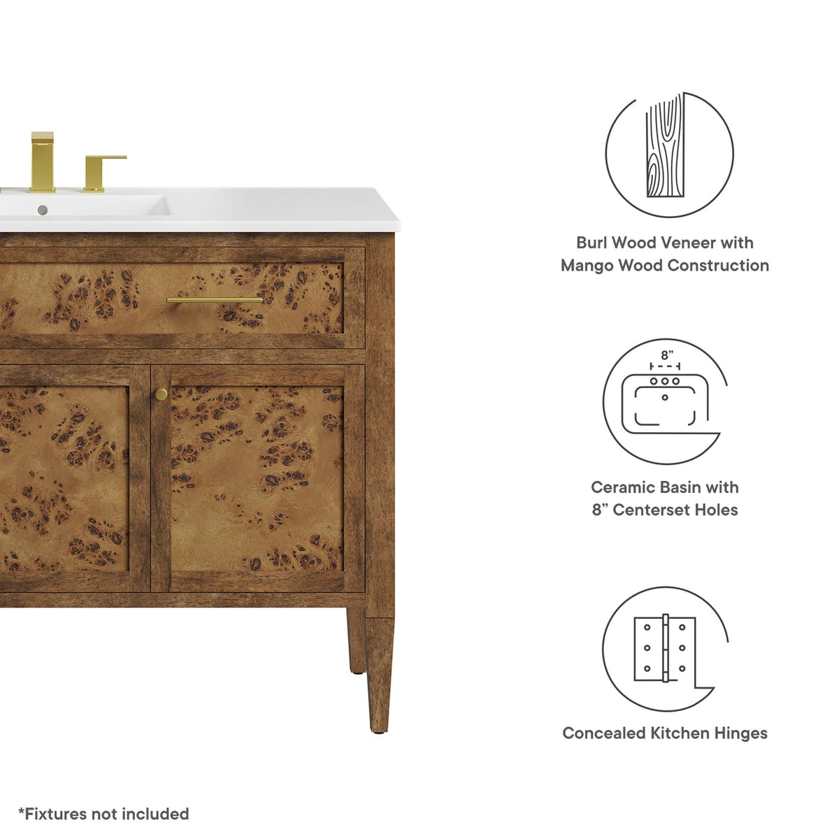Elysian Wood Single Sink Bathroom Vanity by Modway