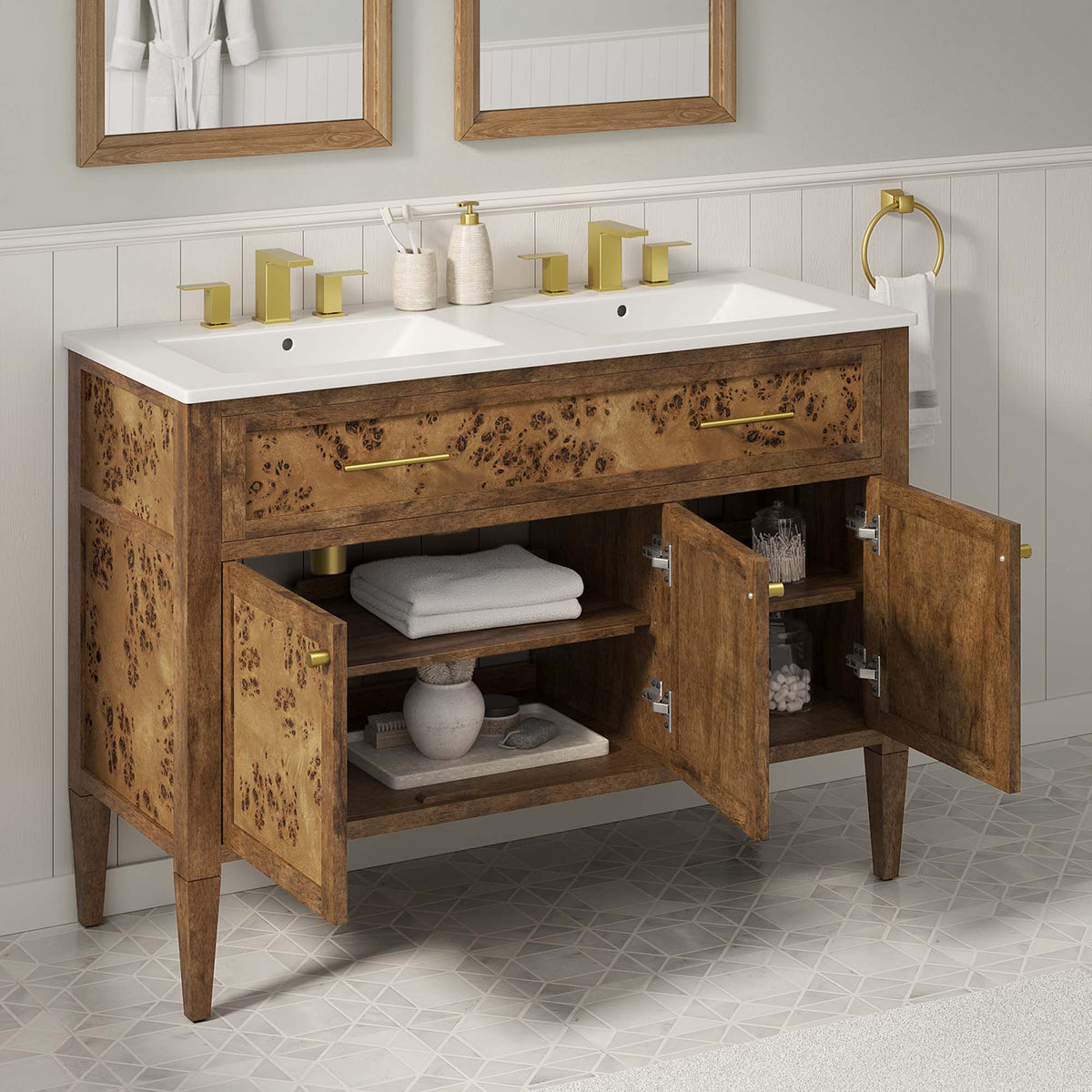 Elysian Wood Double Sink Bathroom Vanity by Modway