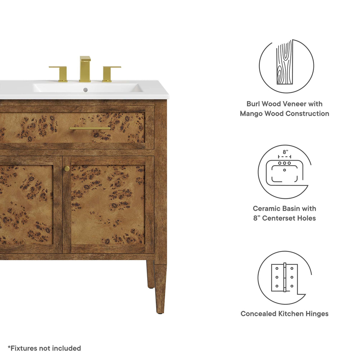 Elysian Wood Double Sink Bathroom Vanity by Modway