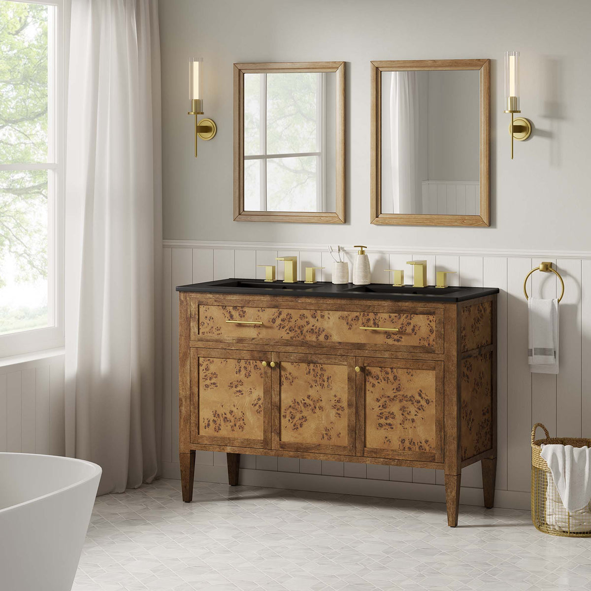 Elysian Wood Double Sink Bathroom Vanity by Modway