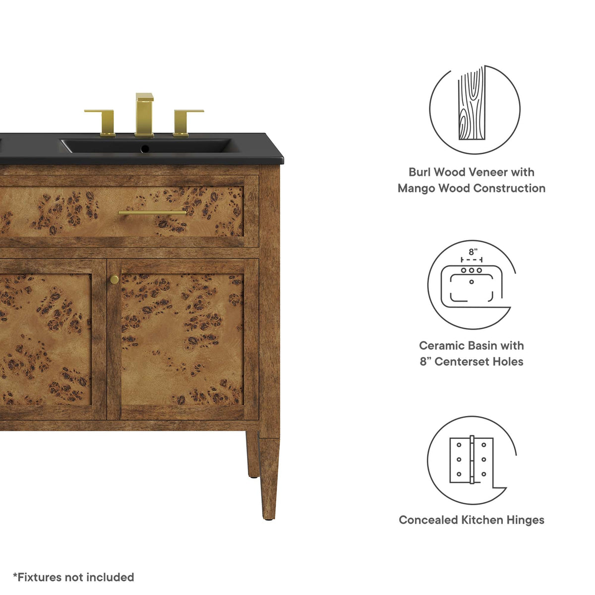 Elysian Wood Double Sink Bathroom Vanity by Modway