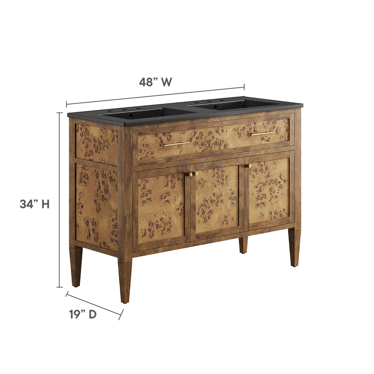 Elysian Wood Double Sink Bathroom Vanity by Modway