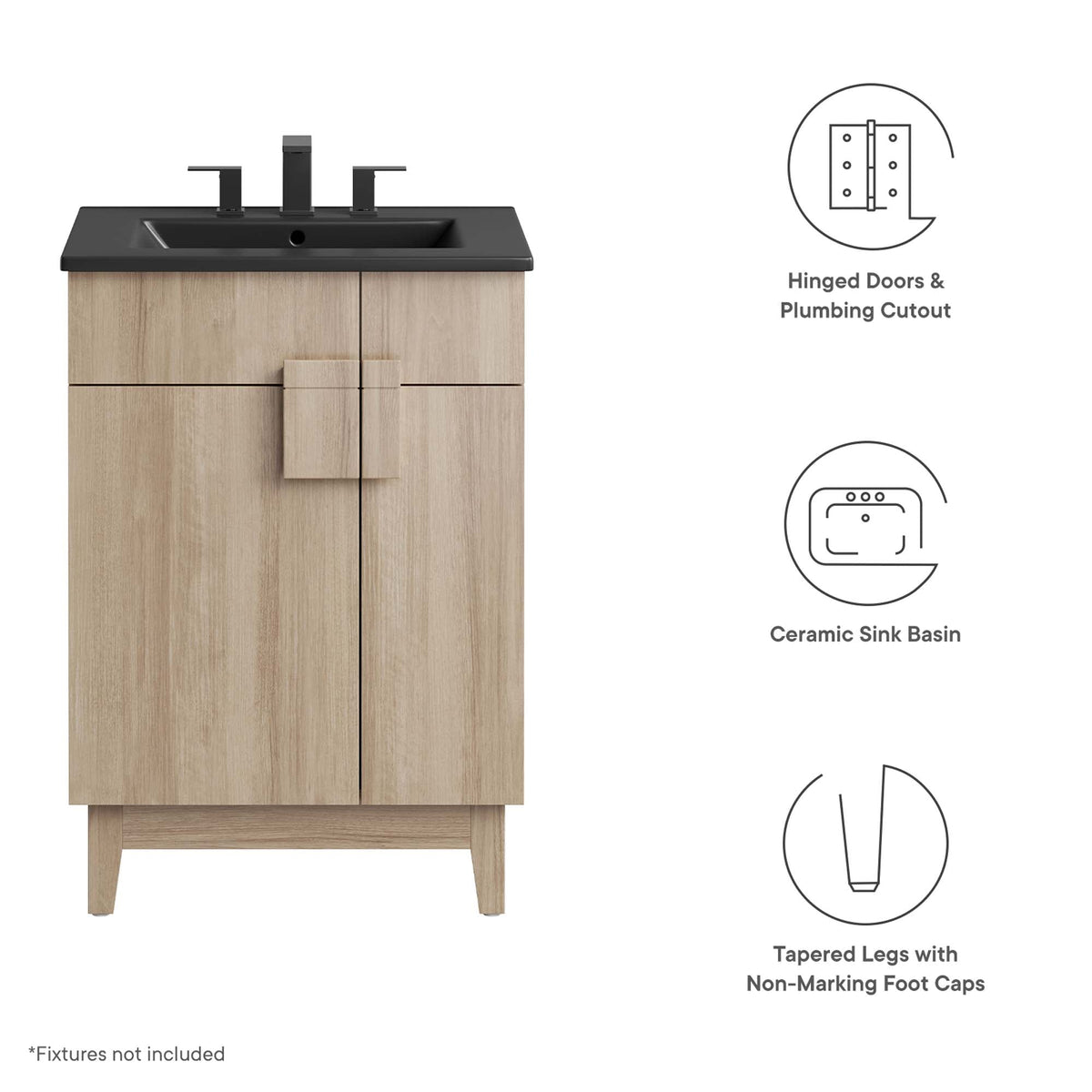 Miles 24" Bathroom Vanity by Modway - Black Oak / Black Walnut