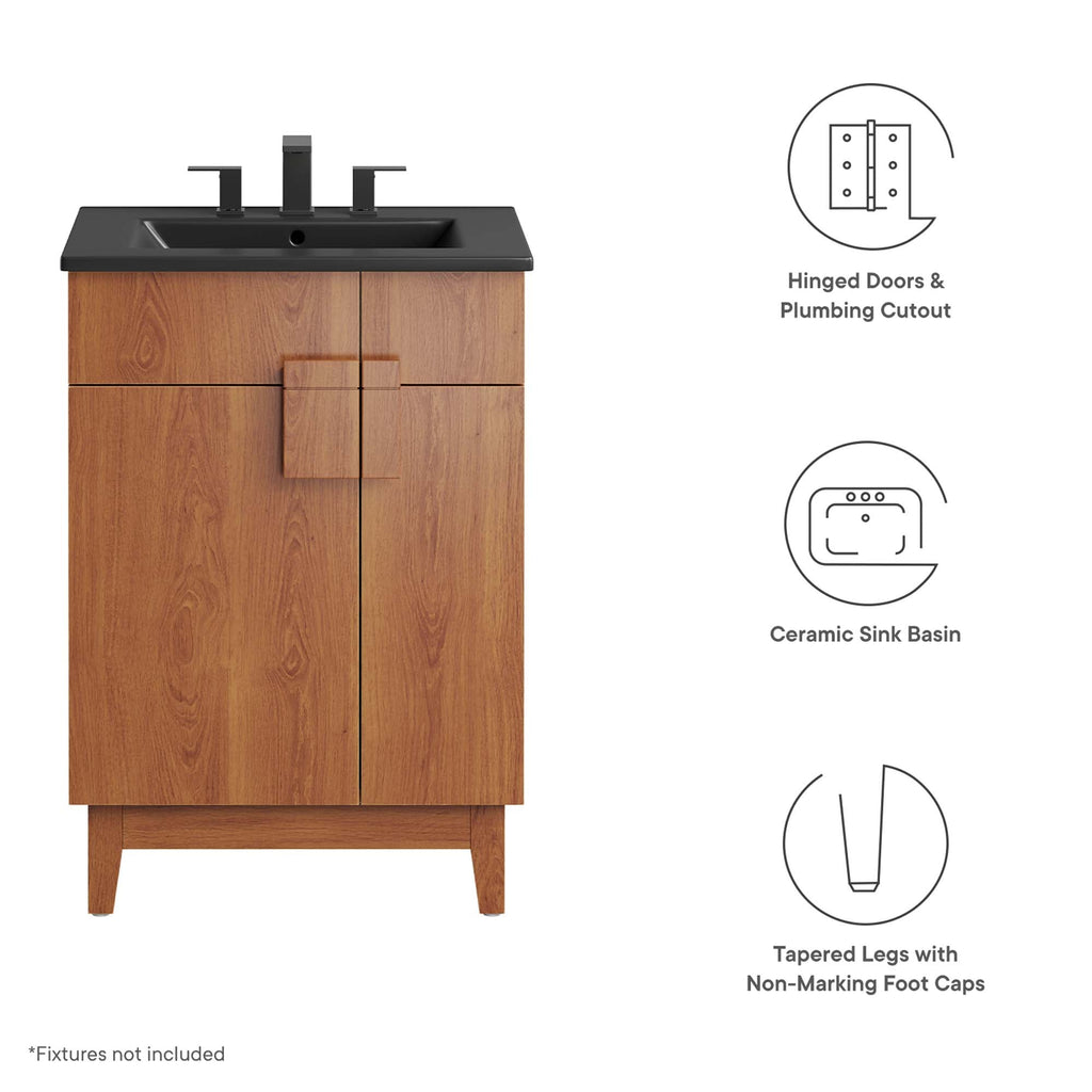 Miles 24" Bathroom Vanity by Modway - Black Oak / Black Walnut