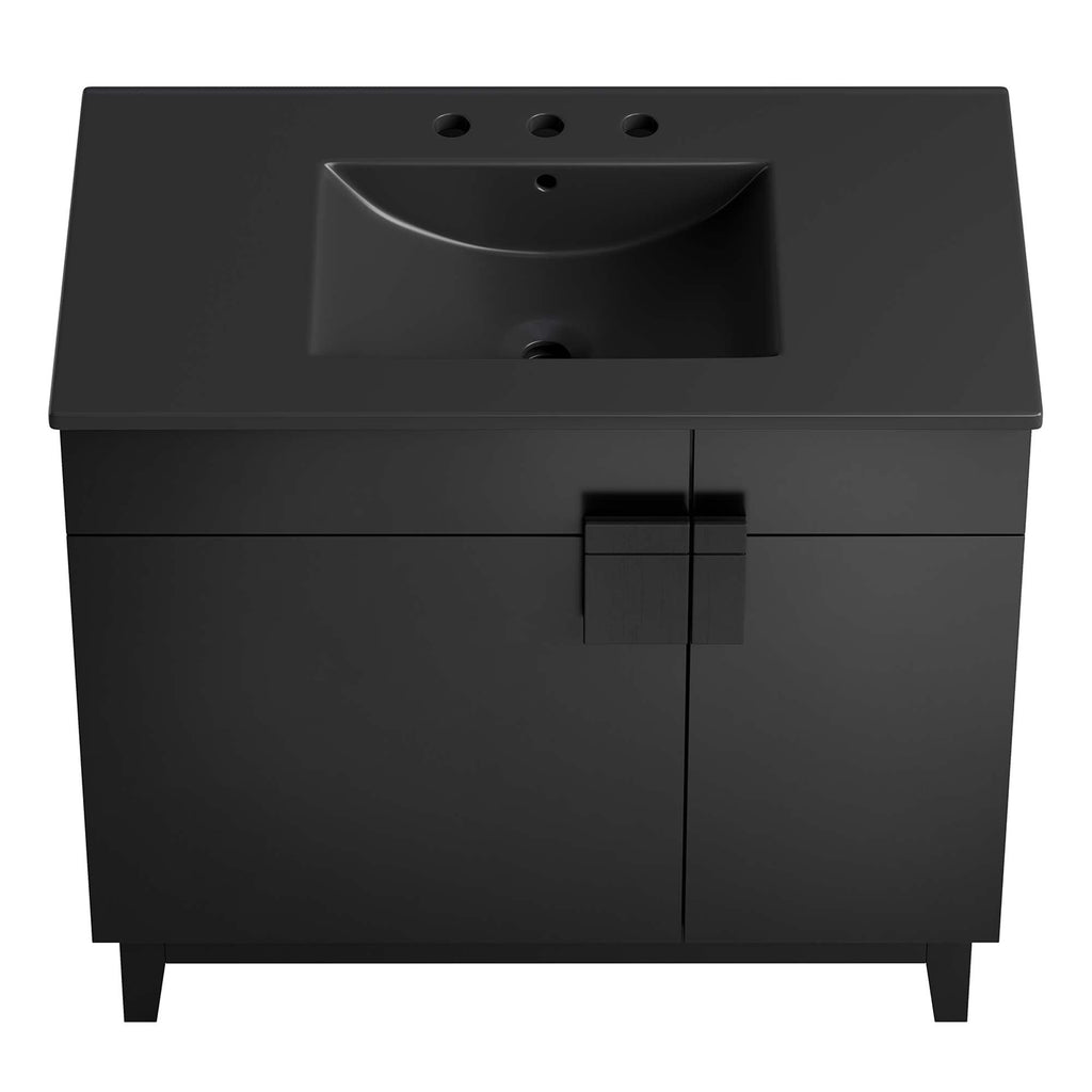 Miles 36" Bathroom Vanity by Modway - Black Black / Black Oak / Black Walnut