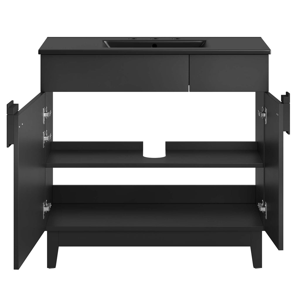 Miles 36" Bathroom Vanity by Modway - Black Black / Black Oak / Black Walnut