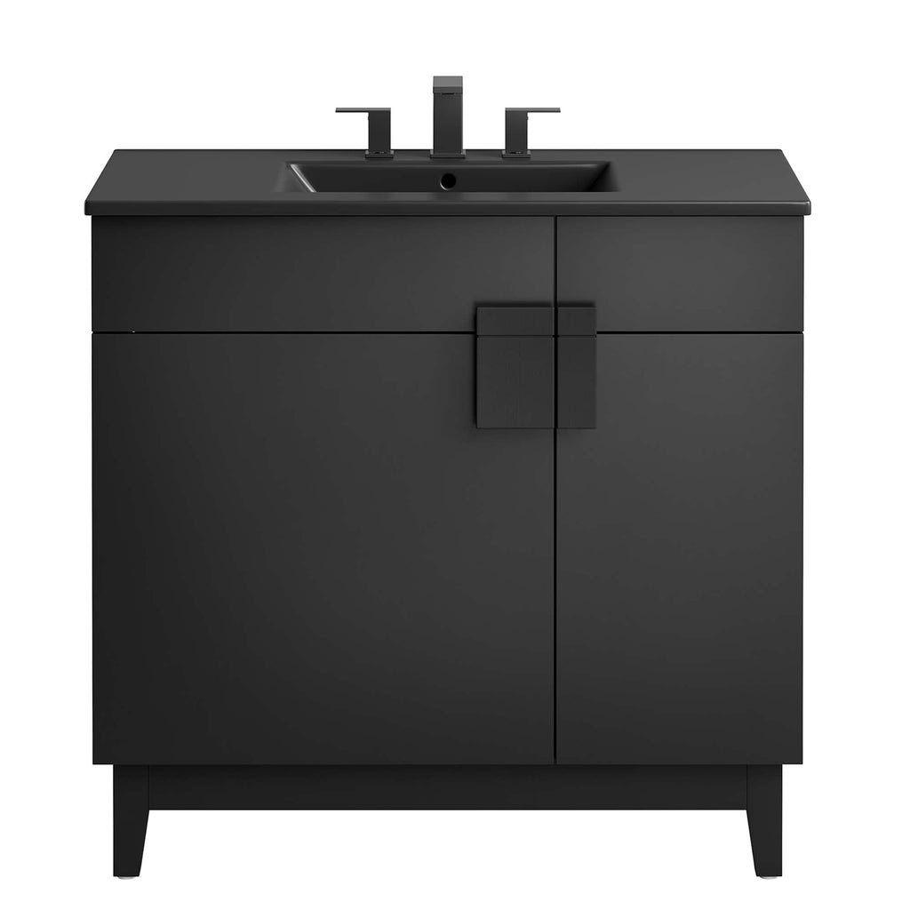 Miles 36" Bathroom Vanity by Modway - Black Black / Black Oak / Black Walnut