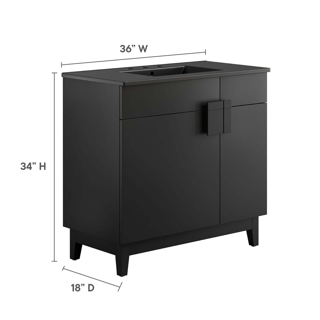 Miles 36" Bathroom Vanity by Modway - Black Black / Black Oak / Black Walnut