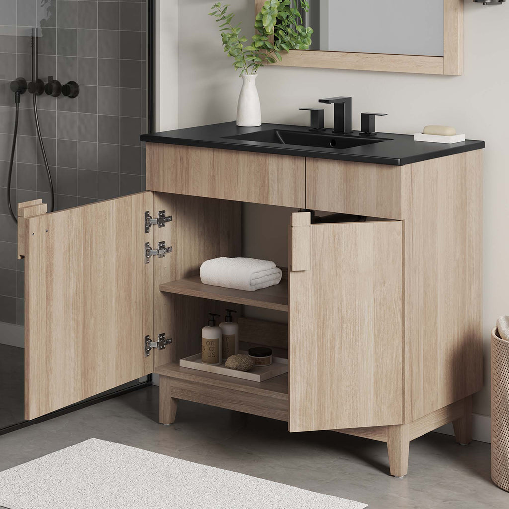 Miles 36" Bathroom Vanity by Modway - Black Black / Black Oak / Black Walnut