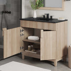 Miles 36" Bathroom Vanity by Modway - Black Black / Black Oak / Black Walnut