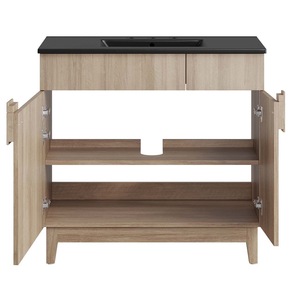 Miles 36" Bathroom Vanity by Modway - Black Black / Black Oak / Black Walnut
