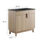 Miles 36" Bathroom Vanity by Modway - Black Black / Black Oak / Black Walnut