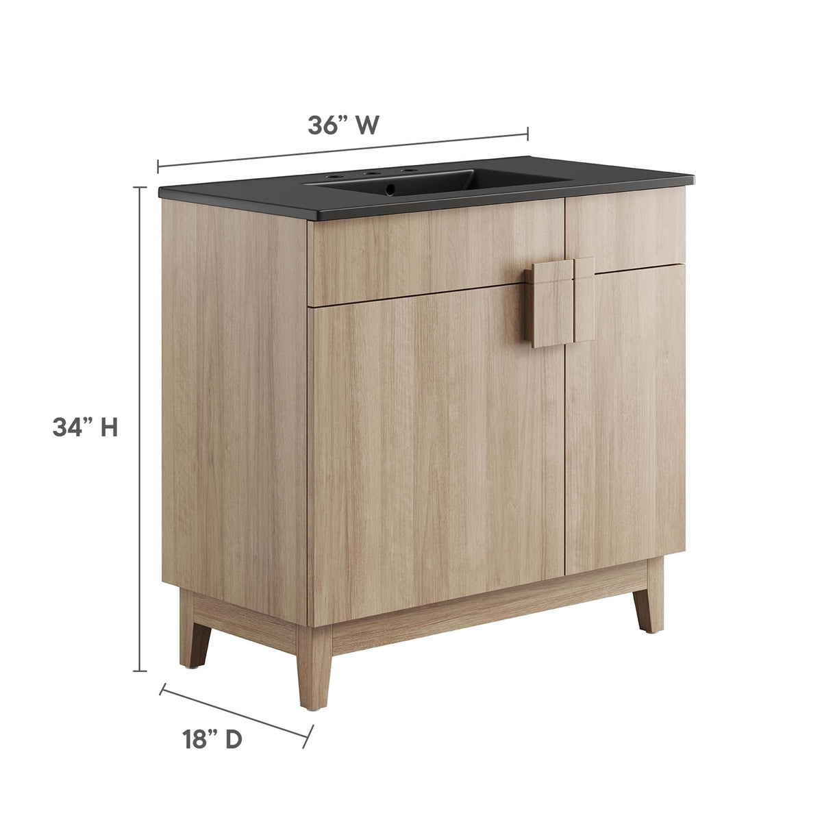 Miles 36" Bathroom Vanity by Modway - Black Black / Black Oak / Black Walnut