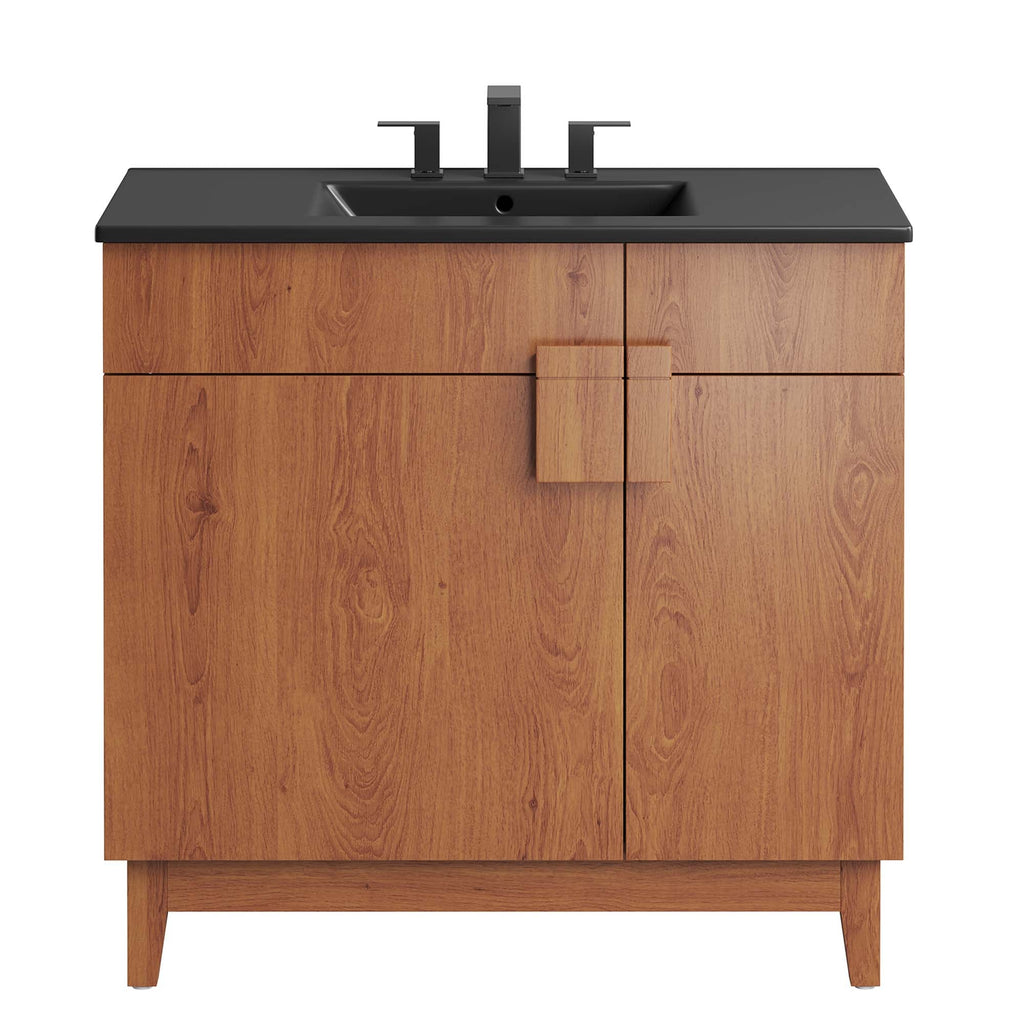 Miles 36" Bathroom Vanity by Modway - Black Black / Black Oak / Black Walnut