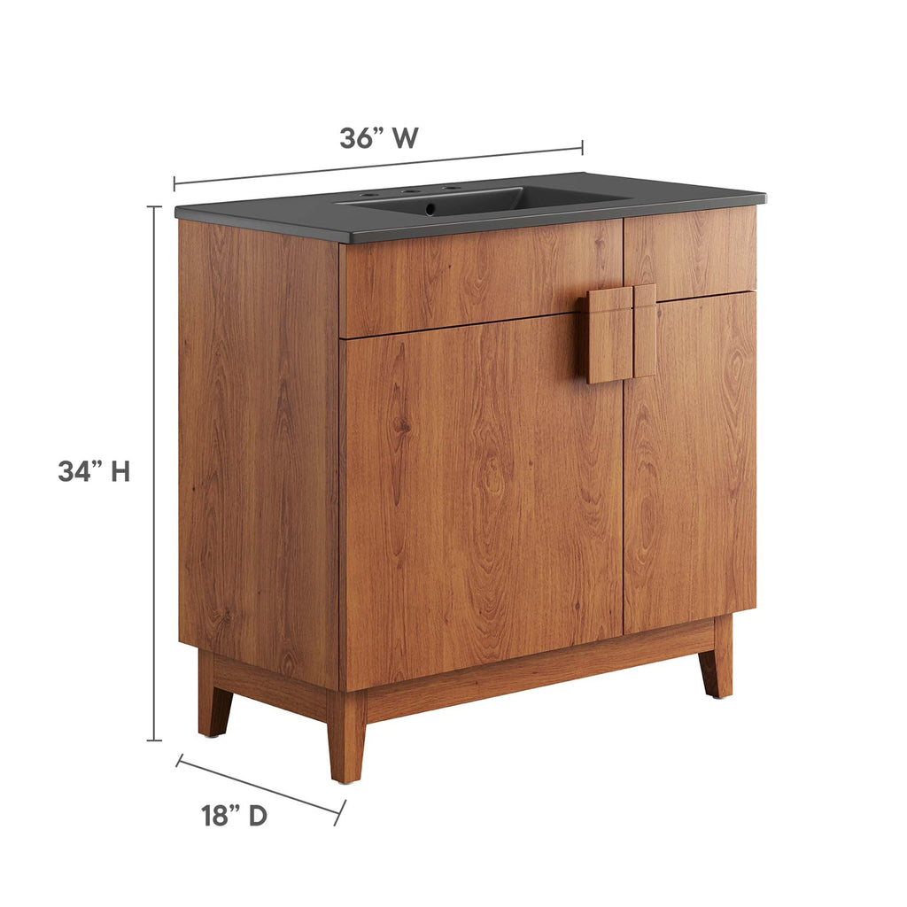 Miles 36" Bathroom Vanity by Modway - Black Black / Black Oak / Black Walnut