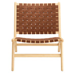 Saoirse Leather Wood Accent Lounge Chair by Modway