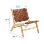 Saoirse Leather Wood Accent Lounge Chair by Modway