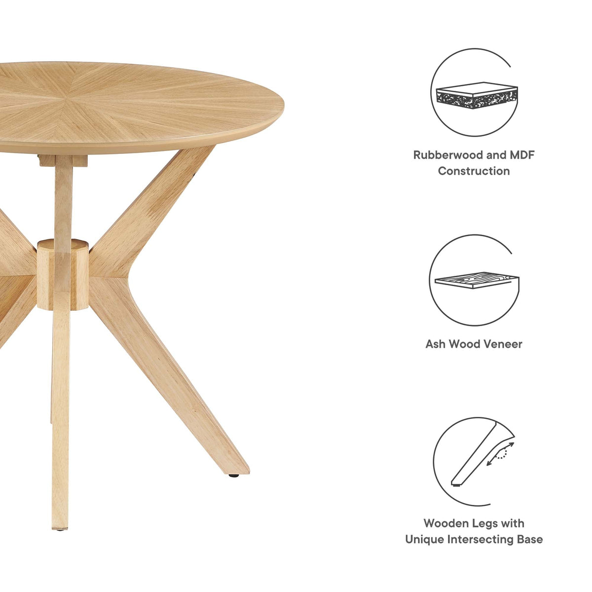 Crossroads 24" Round Wood Side Table by Modway