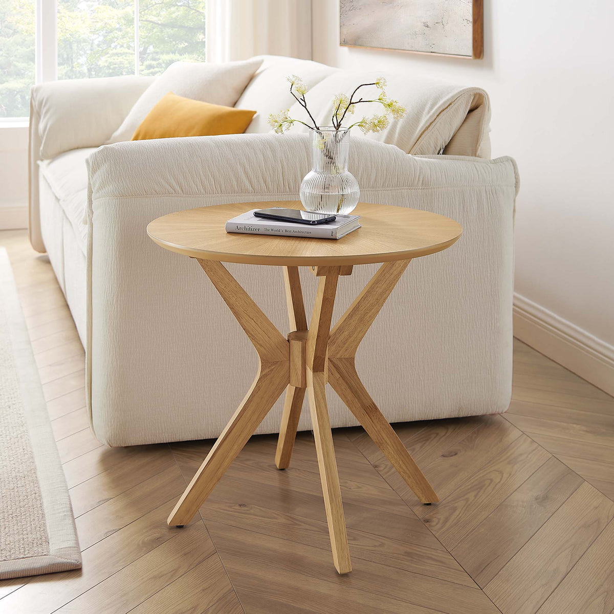 Crossroads 24" Round Wood Side Table by Modway