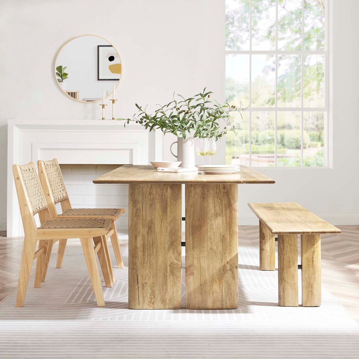 Amistad Wood Dining Table and Bench Set by Modway