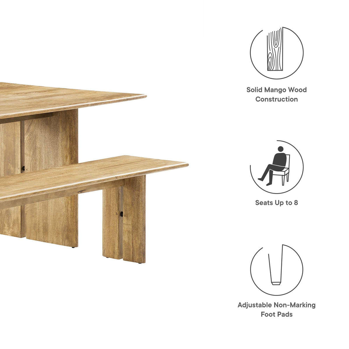 Amistad Wood Dining Table and Bench Set by Modway
