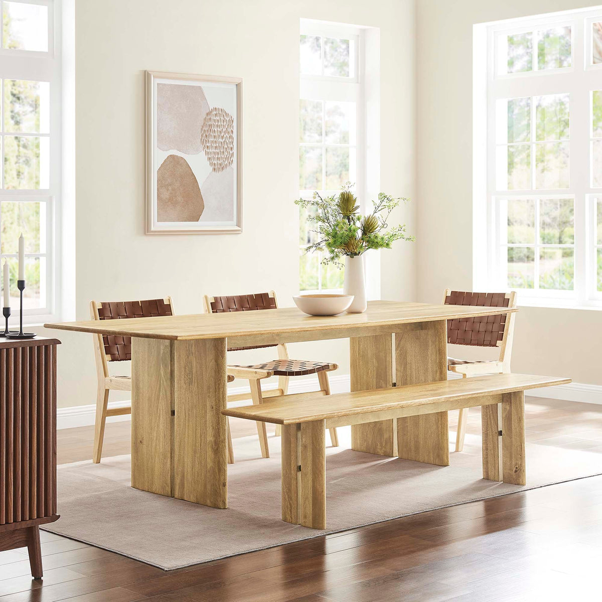 Amistad Wood Dining Table and Bench Set by Modway