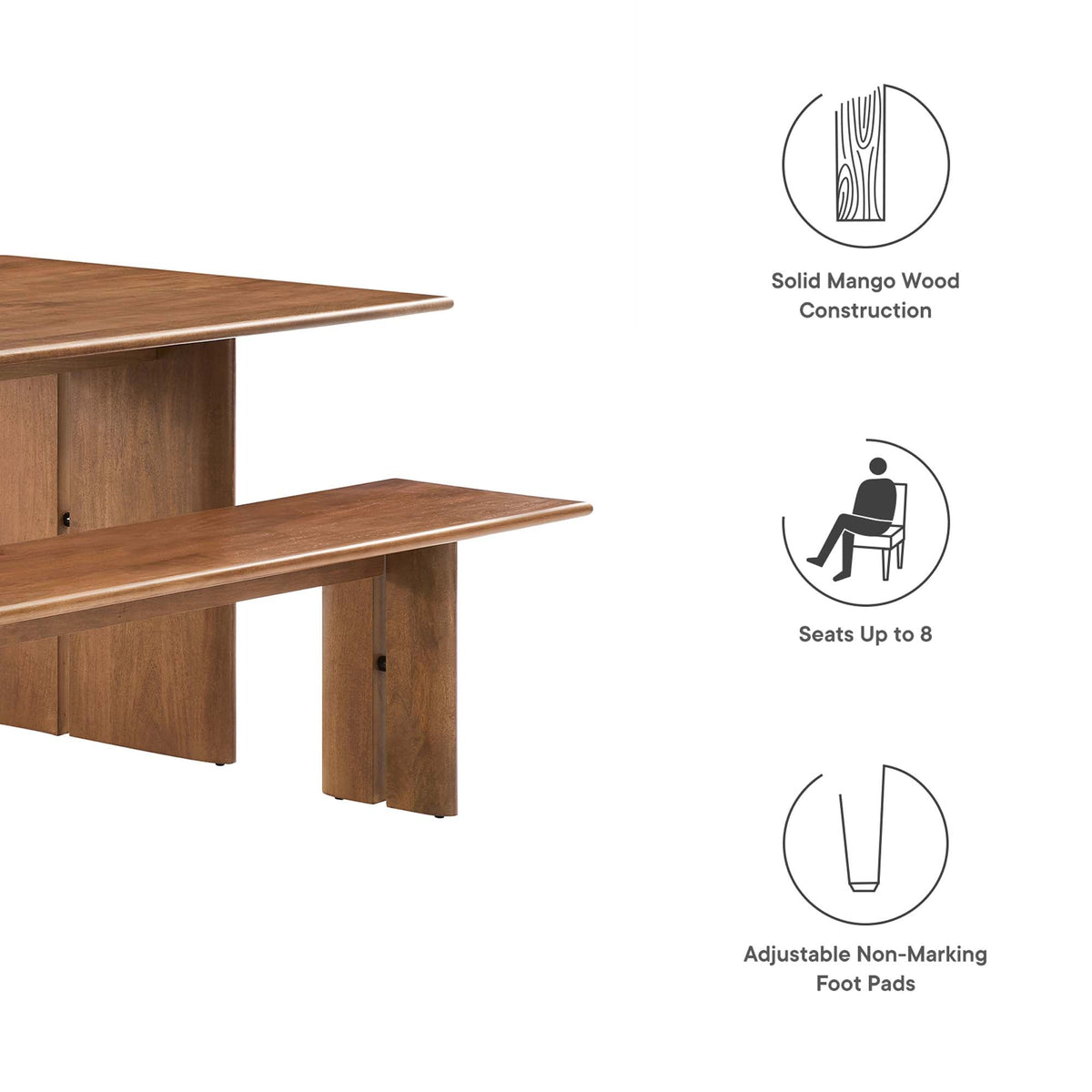 Amistad Wood Dining Table and Bench Set by Modway