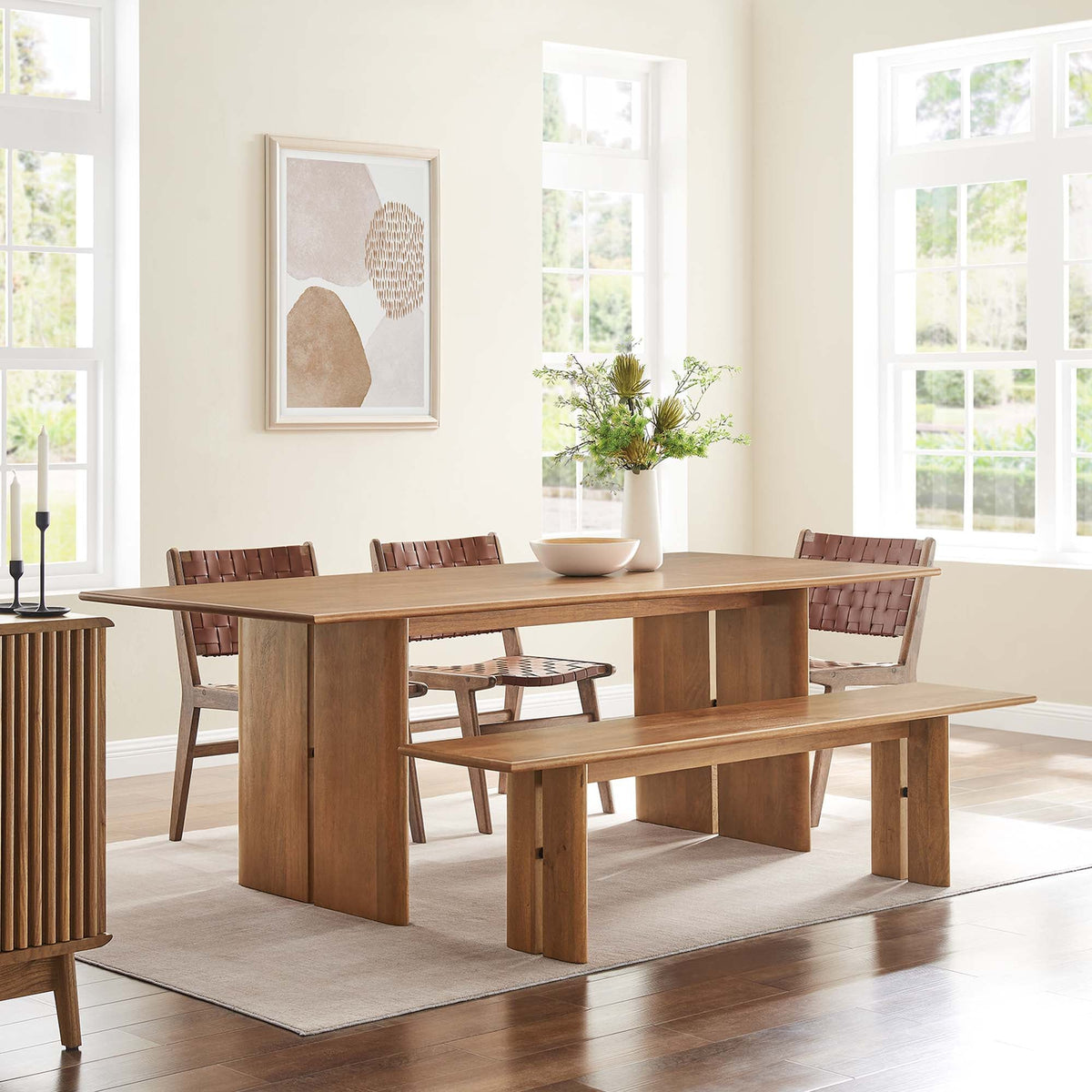 Amistad Wood Dining Table and Bench Set by Modway