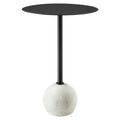 Aliza Round White Marble Side Table by Modway