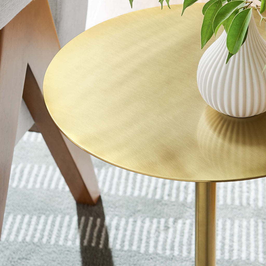 Aliza Round White Marble Side Table by Modway