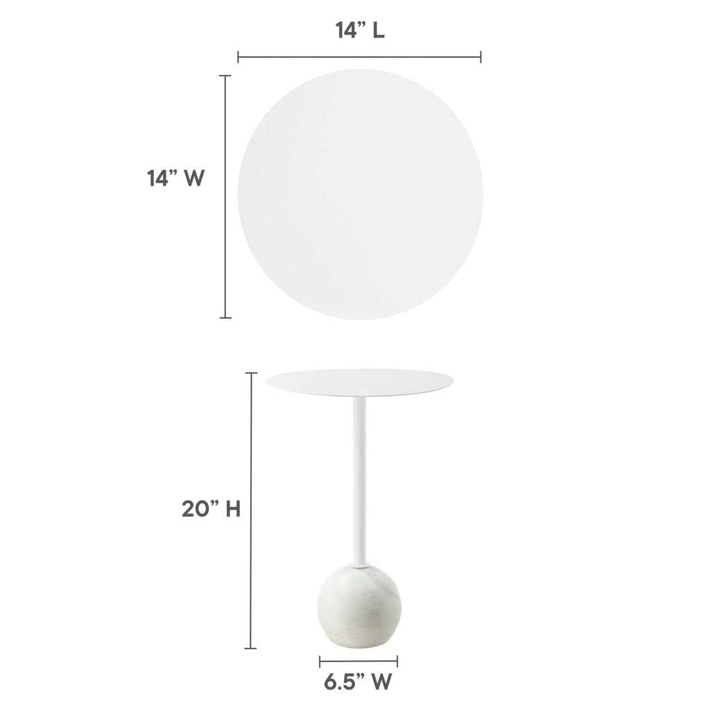 Aliza Round White Marble Side Table by Modway