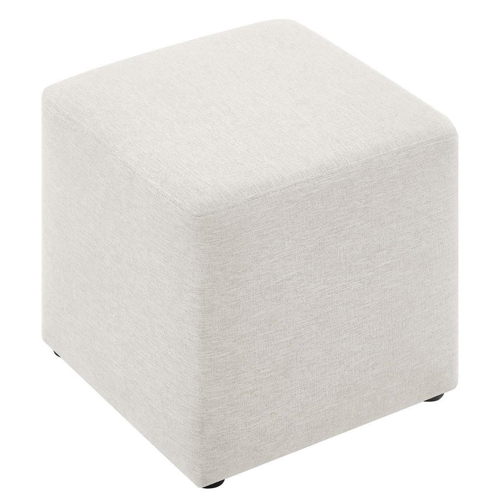 Callum 17" Square Woven Heathered Fabric Upholstered Ottoman by Modway