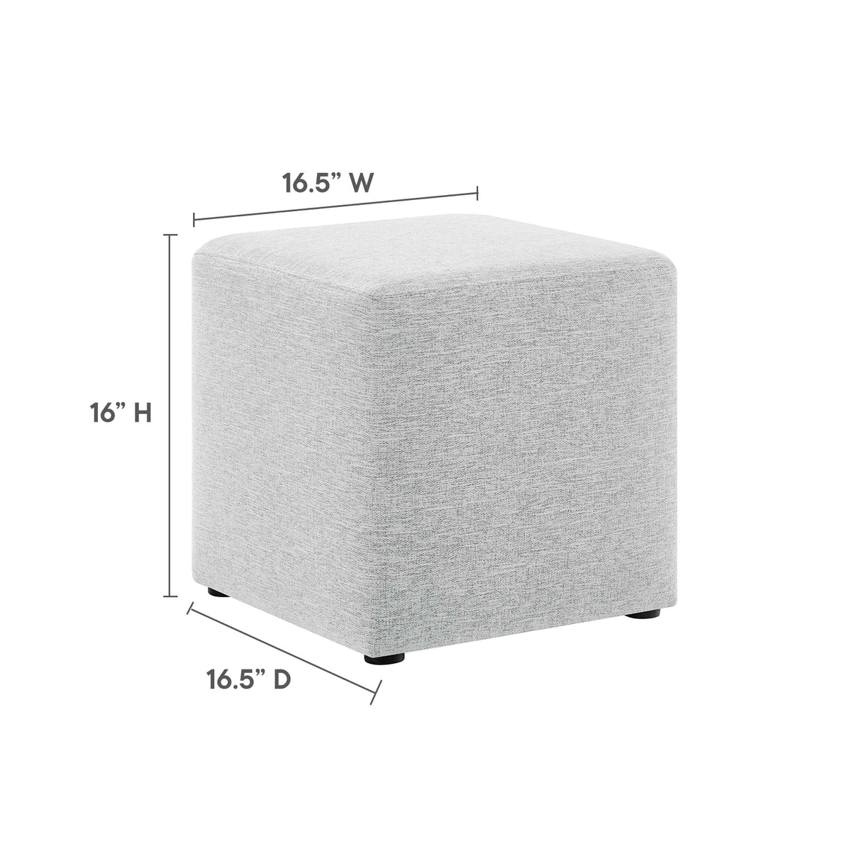 Callum 17" Square Woven Heathered Fabric Upholstered Ottoman by Modway