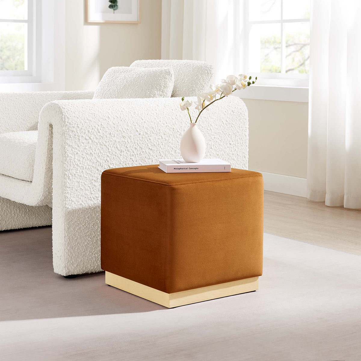 Tilden 17" Square Performance Velvet Upholstered Ottoman by Modway